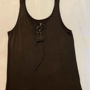 AEO tie front gray tank